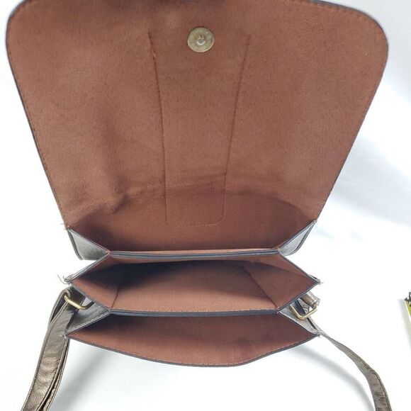 Bronze Studded Crossbody Purse Small Satchel Faux Leather with Gold Detail 11x9 - Picture 7 of 10